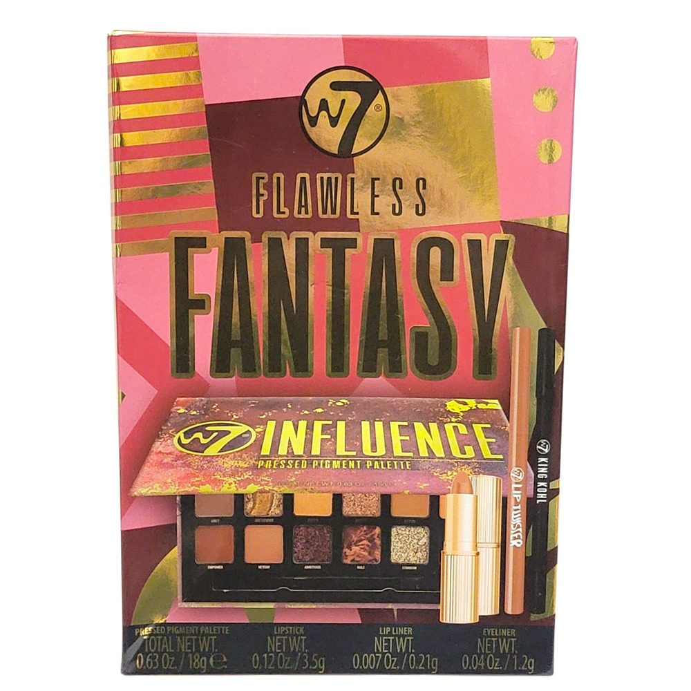 W7 Flawless Fantasy Influence Pressed‎ Pigment Palette Eye Lip Makeup Set